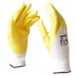Mănuși de lucru ALLSTAR galbene cu straturi de protecție din nitril 3/4, Căptuşeală din bumbac, elastic, tip palmar.