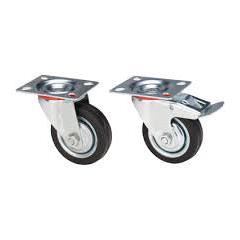 Roata Pivotanta cu Flansa din PVC Gri pentru Mobilier / D[mm]: 75; Tip: Fara Frana