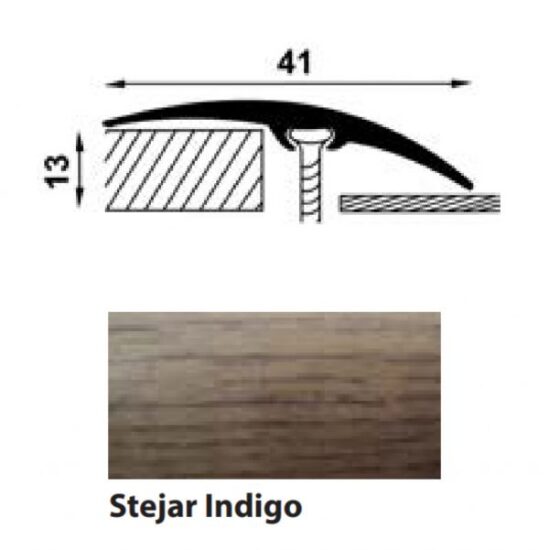 PROFIL AL TRECERE CU DIF NIVEL CU SURUB ASCUNS STEJAR INDIGO 41 MM/90 CM