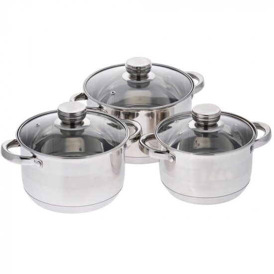 DAR SET INOX 6 PCS OALE CU CAPAC STICLA(4.3/5.6L/7.2) 23716