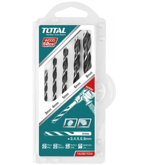 TOTAL - SET BURGHIU SPIRALA PENTRU LEMN: 5BUC