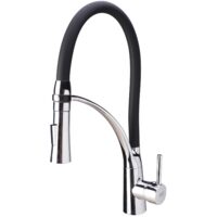 Baterie Bucatarie cu Pipa Flexibila si Suport Fixare / C: Negru; S: Da