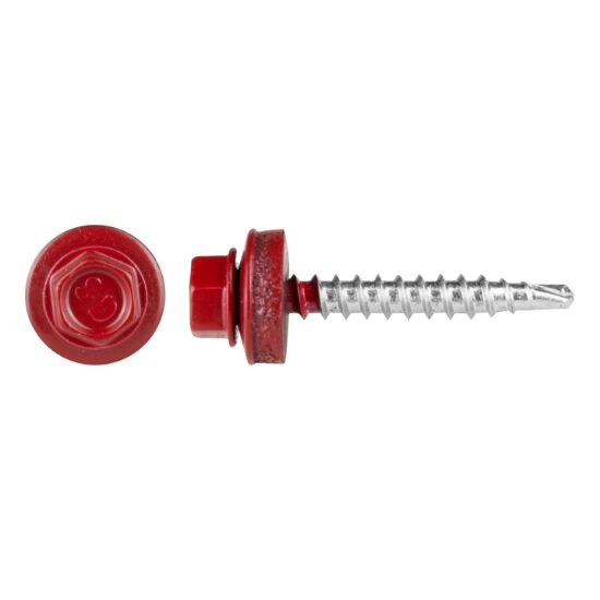 Surub Autoforant Rosu cu Varf Redus Filet pentru Lemn si Saiba EPDM P / D[mm]: 4.8; L[mm]: 35; A[buc]: 50x50 BUC