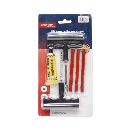 Kit profesional vulcanizare anvelope tubeless la rece cu snur si adeziv Breckner Germany