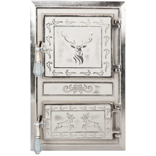 Usa Soba cu Geam + Cenusar Motive Romanesti Nichelata / H[mm]: 275+140; B[mm]: 255