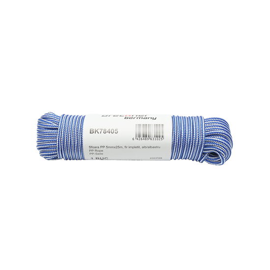 Sfoara PP 5mmx25m, fir impletit, alb/albastru