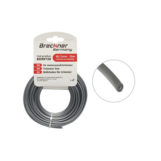 Fir rotund cu insertie metalica pentru motocoasa 2.7mmx15m