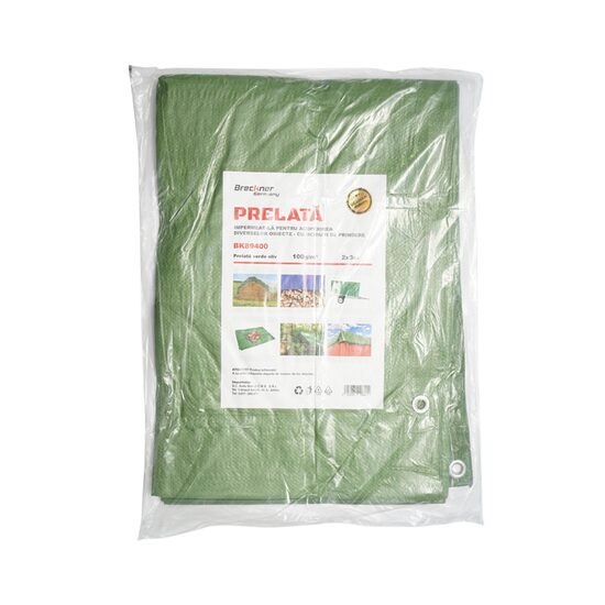 Prelata cu ochiuri de prindere 100g/m2 verde 2x3m