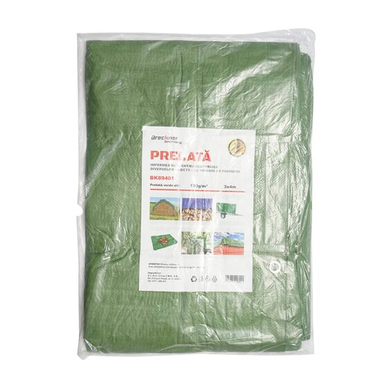 Prelata cu ochiuri de prindere 100g/m2 verde 3x4m