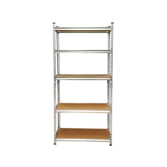 Raft metalic cu 5 polite MDF, 180x90x30cm, 120kg/polita, montaj fara suruburi Breckner Germany