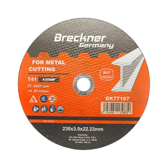 Panza disc flex pentru taiat si polizat metal T41 230x3.0x22mm Breckner Germany