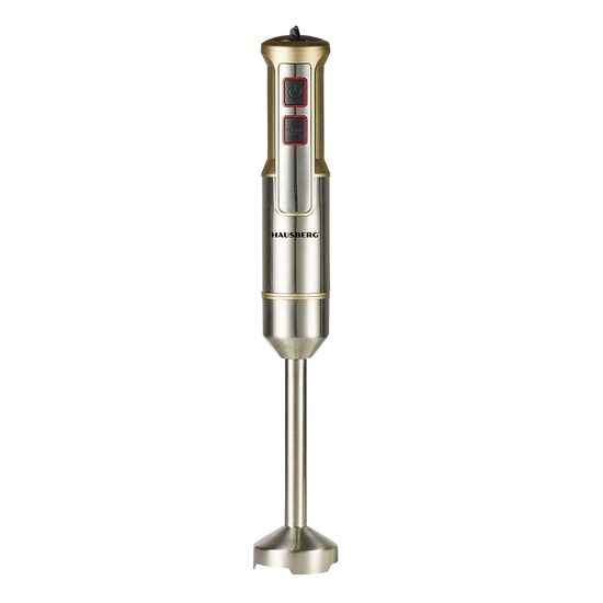 Blender de mana Hausberg HB-7668AU, 1000 W, 2 viteze, lama din otel inoxidabil, motor cupru, Auriu-Inox