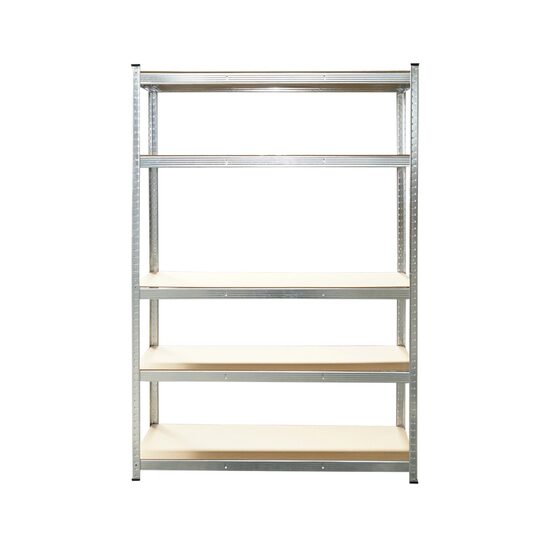 Raft metalic cu 5 polite MDF, 180x120x45cm, 175kg/polita, montaj fara suruburi, galvanizat