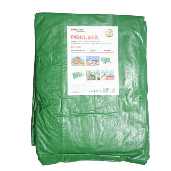Prelata cu ochiuri de prindere 100g/m2 verde 4x5m Breckner Germany