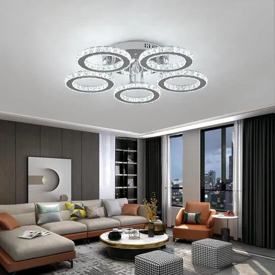 LUSTRA LED 5 CIRCLE CRISTAL