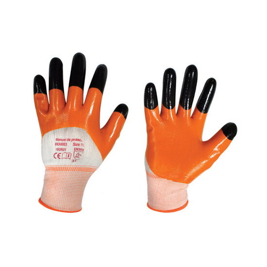 Manusi protectie sintetic-nitril Orange-Negru M10