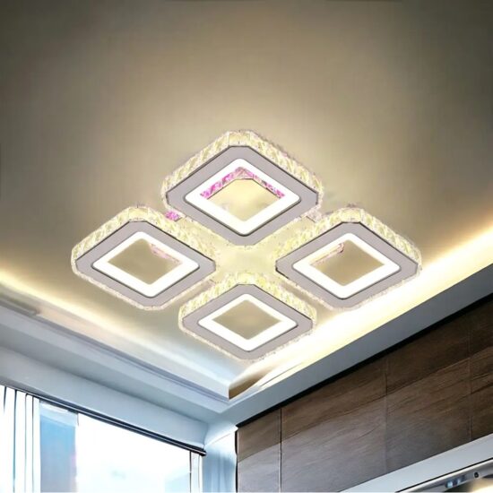 LUSTRA LED 4 SQUARES CRISTAL