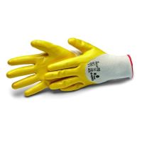 Mănuși de lucru ALLSTAR galbene cu straturi de protecție din nitril 3/4, Căptuşeală din bumbac, elastic, tip palmar.
