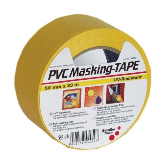 Bandă adezivă din PVC, pentru construcții, 50 mm, 33 m