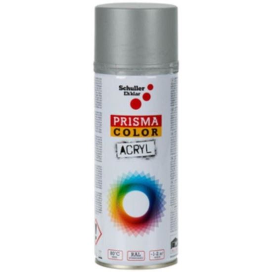 Prisma Color Acryl Spray Vopsea Aluminiu Alb RAL 9006,  lemn, sticlă, piatră, carton și materiale plastice