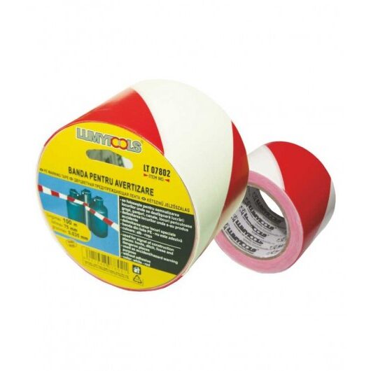 BANDA PT. AVERIZARE- ROSU/ALB 100m X 75mm